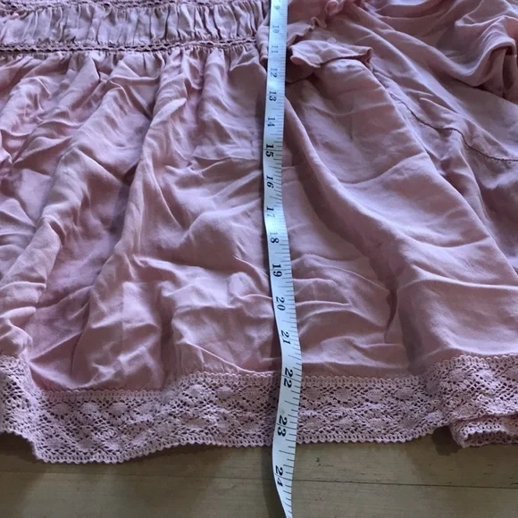 Grace + Karma ruffle crochet babydoll bohemian shirt size L loose fit pink - Picture 9 of 11